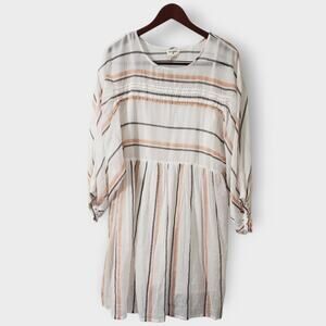 Cost Plus World Market Striped Mini Dress - White, Black, Pink, Tan
